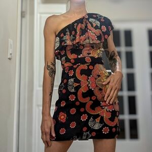 French connection one shoulder ruffle dress